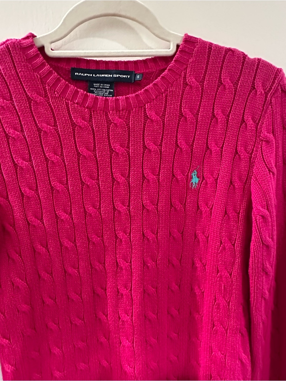 Ralph Lauren Fuchsia Cable-Knit Crewneck Sweater - Picture 2 of 5
